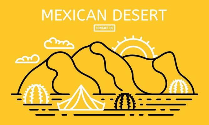 Mexican desert banner, outline style