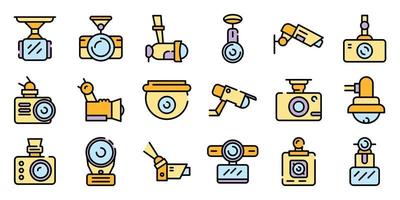 DVR camera icons vector flat