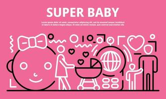 Super baby banner, outline style vector