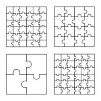 Jigsaw pattern set, outline style vector