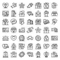 Loyalty program icons set, outline style vector