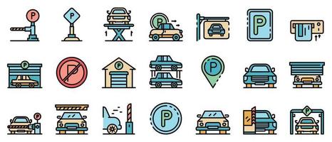Underground parking icons vector flat