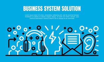 Business system solution banner, outline style vector