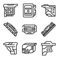 Cartridge icons set, outline style vector