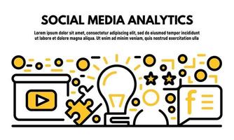 Social media analytics banner, outline style vector