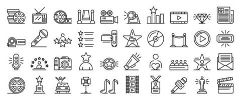 Celebrity icons set, outline style vector