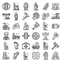 Chiropractor icons set, outline style vector