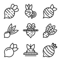 Beet icons set, outline style vector