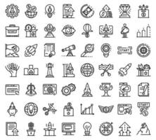 Startup icons set, outline style vector