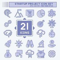 Icon Set Startup Project. suitable for Startup symbol. two tone style. simple design editable. design template vector. simple illustration vector