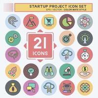 Icon Set Startup Project. suitable for Startup symbol. color mate style. simple design editable. design template vector. simple illustration vector