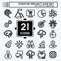 Icon Set Startup Project. suitable for Startup symbol. line style. simple design editable. design template vector. simple illustration vector
