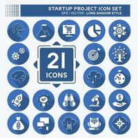 Icon Set Startup Project. suitable for Startup symbol. long shadow style. simple design editable. design template vector. simple illustration vector