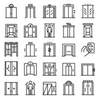 Elevator icons set, outline style vector