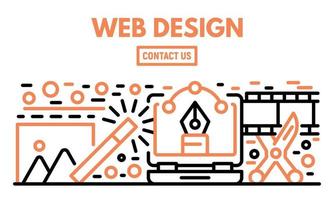 Web design banner, outline style vector