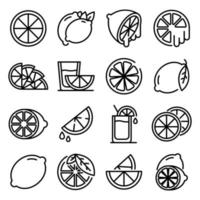 Lime icons set, outline style vector