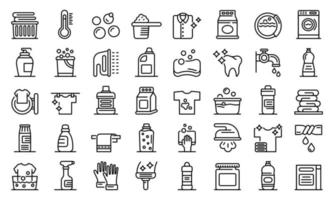 Bleach icons set, outline style vector