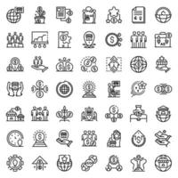 Franchise icons set, outline style vector