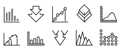 Regression icons set, outline style vector