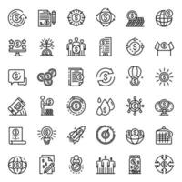 Crowdfunding platform icons set, outline style vector