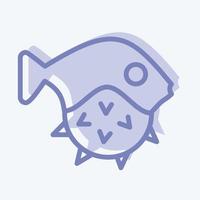 Icon Puffer Fish. suitable for seafood symbol. two tone style. simple design editable. design template vector. simple illustration vector