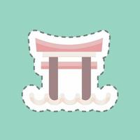 Sticker line cut Torii Gate. suitable for Japanese symbol. simple design editable. design template vector. simple illustration vector