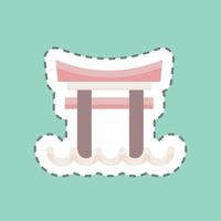 Sticker line cut Torii Gate. suitable for Japanese symbol. simple design editable. design template vector. simple illustration vector