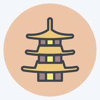 Icon Pagoda. suitable for Japanese symbol. color mate style. simple design editable. design template vector. simple illustration vector