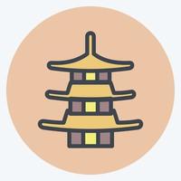 Icon Pagoda. suitable for Japanese symbol. color mate style. simple design editable. design template vector. simple illustration vector