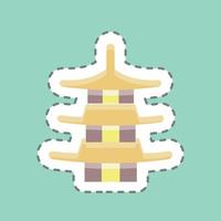 Sticker line cut Pagoda. suitable for Japanese symbol. simple design editable. design template vector. simple illustration vector