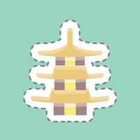 pagoda de corte de línea de pegatina. adecuado para el símbolo japonés. diseño simple editable. vector de plantilla de diseño. ilustración sencilla