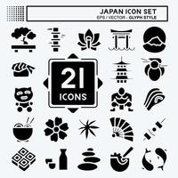 conjunto de iconos de japón. adecuado para el símbolo japonés. estilo de glifo. diseño simple editable. vector de plantilla de diseño. ilustración sencilla