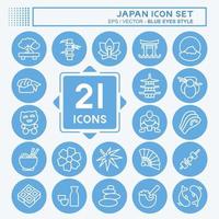 Icon Set Japan. suitable for Japanese symbol. blue eyes style. simple design editable. design template vector. simple illustration vector