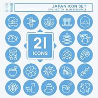 Icon Set Japan. suitable for Japanese symbol. blue eyes style. simple design editable. design template vector. simple illustration vector