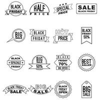 Black Friday icon set outline vector