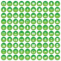 100 electrical engineering icons set green circle vector