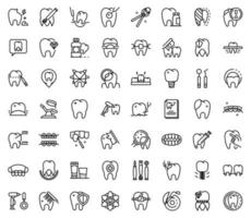 Tooth restoration icons set, outline style vector