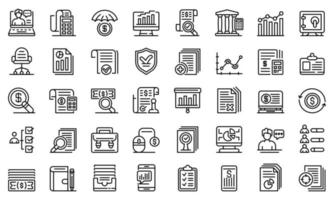 Audit icons set, outline style vector