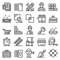 Tiler icons set, outline style vector