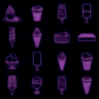 Ice cream icons set vector neon