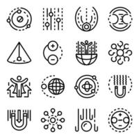 Gravity icons set, outline style vector