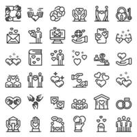 Affection icons set, outline style vector