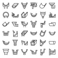 Gutter icons set, outline style vector