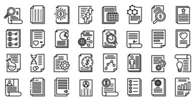 Reporter icons set, outline style vector