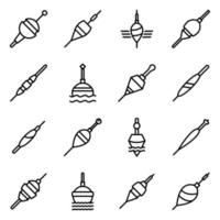 Bobber icons set, outline style vector