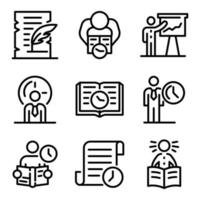 Historian icons set, outline style vector