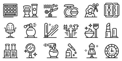 Stylist icons set, outline style vector