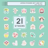 Sticker line cut Set Japan. suitable for Japanese symbol. simple design editable. design template vector. simple illustration vector