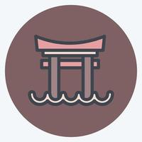 icono de la puerta torii. adecuado para el símbolo japonés. estilo compañero de color. diseño simple editable. vector de plantilla de diseño. ilustración sencilla