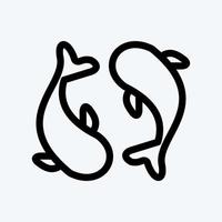 Icon Carps. suitable for Japanese symbol. line style. simple design editable. design template vector. simple illustration vector